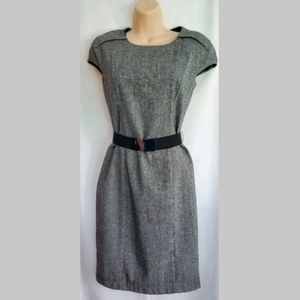 Womens Zara Black White Belt Sleeveless Lined Dress Back Zipper Closure Size M